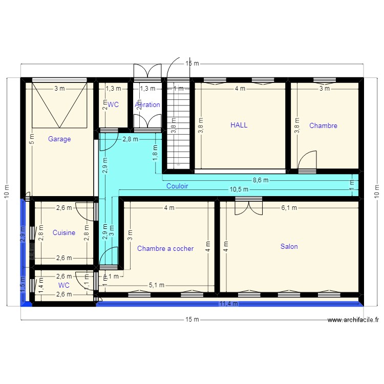 Plan15X10 Client 43 34 66 06. Plan de 13 pièces et 125 m2