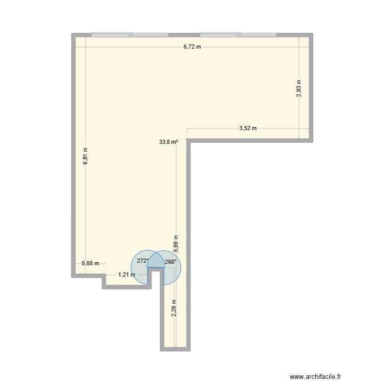 julie dimitri. Plan de 1 pièce et 34 m2