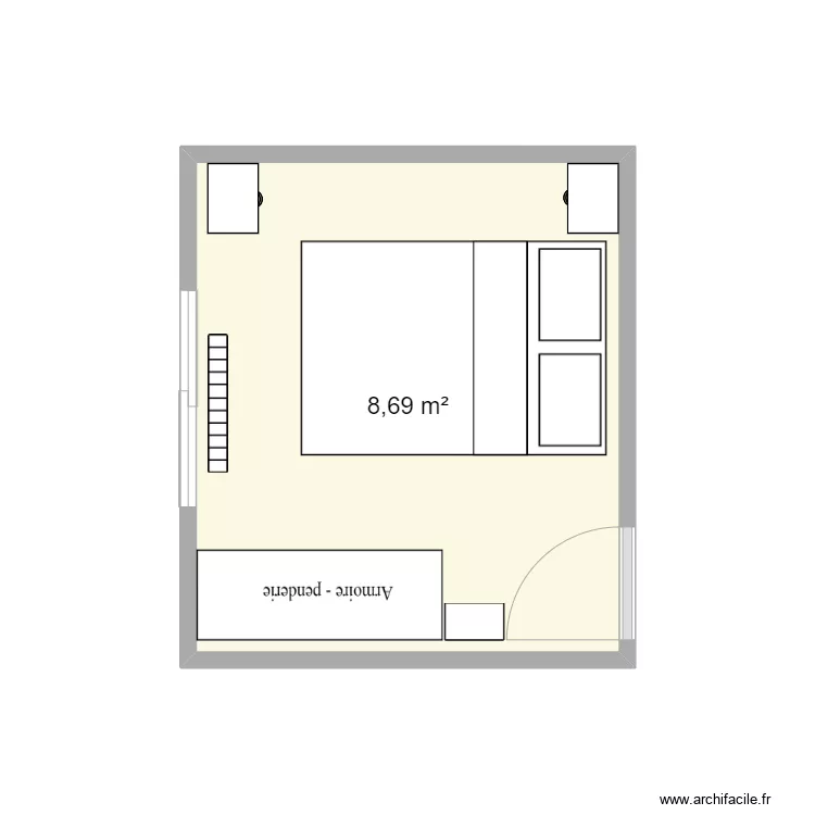 chambre version 1. Plan de 1 pièce et 9 m²