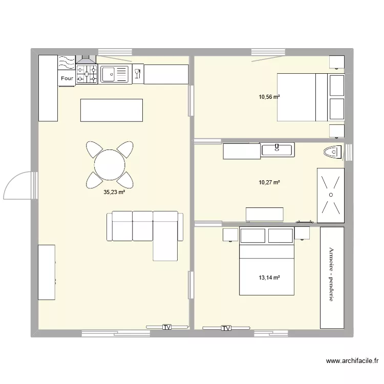 Maison Montazels V.1. Plan de 4  et 69 m²