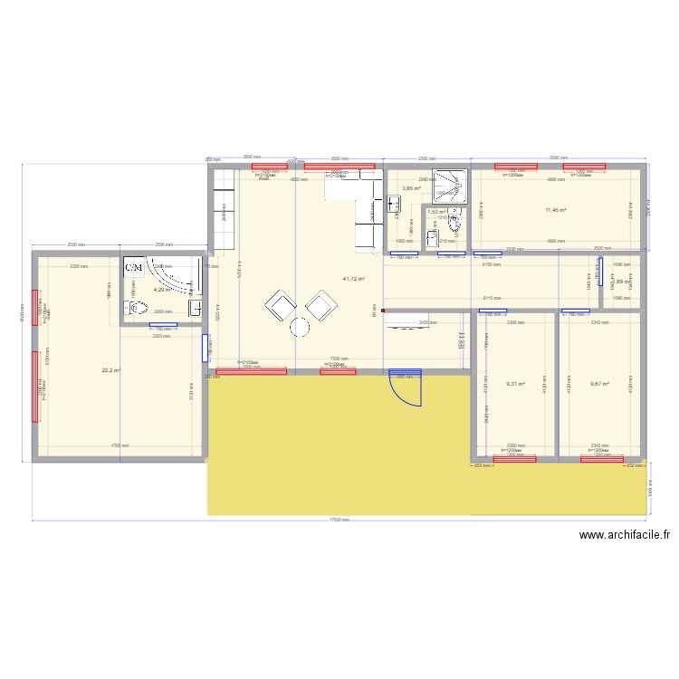 105 1 Сочи. Plan de 10 pièces et 141 m2