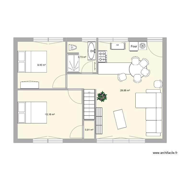 73CEVENNES ETAGES. Plan de 5  et 57 m²