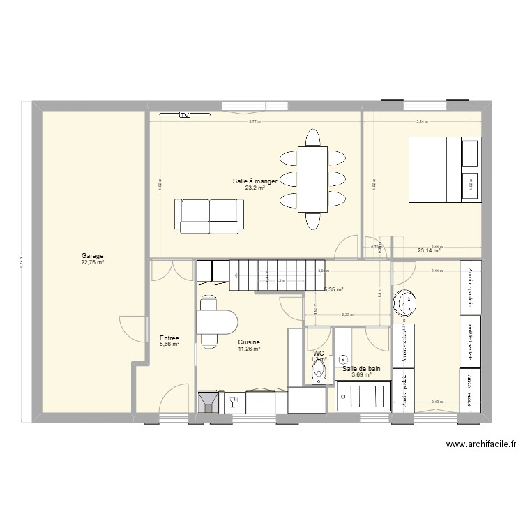 ISLE D ESPAGNAC. Plan de 8 pièces et 96 m2
