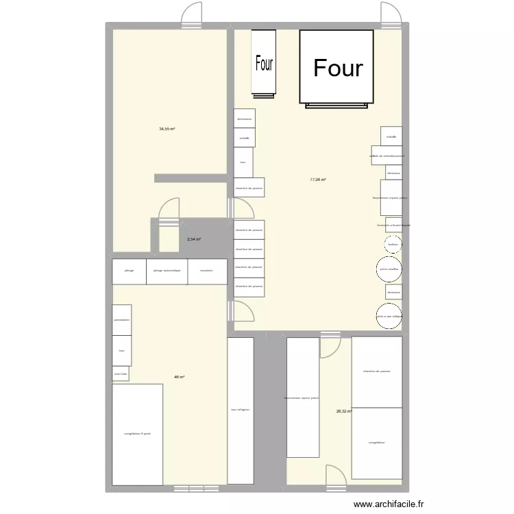fournil. Plan de 5  et 187 m²