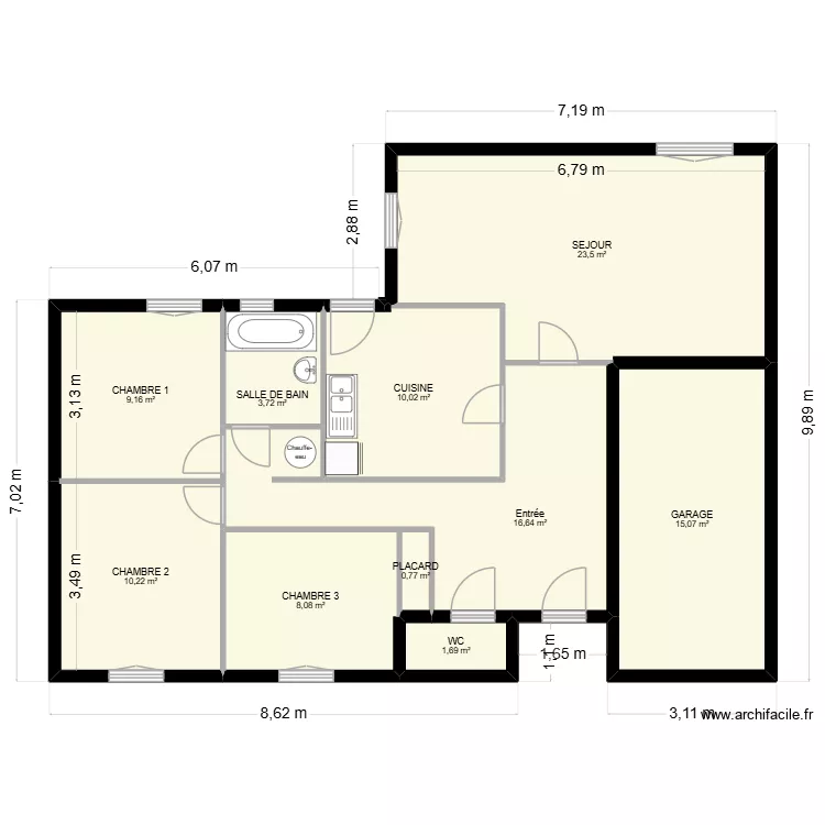 Maison. Plan de 10 Pièces et 99 m²