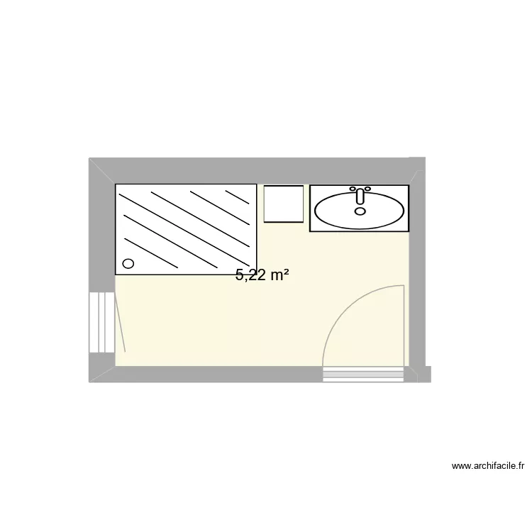Salle de bain. Plan de 1  et 5 m²