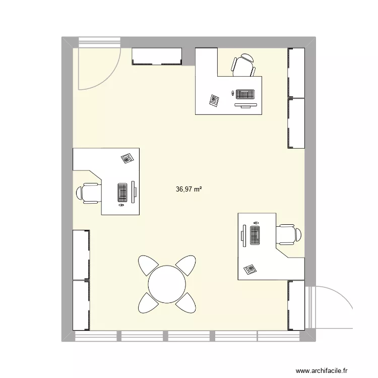 plan bureau F307. Plan de 1  et 37 m²