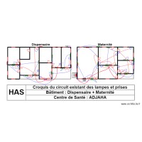 CROQUIS CIRCUIT EXISTANT DES LAMPES ET PRISES  DISPENSAIRE MATERNITE CS ADJAHA