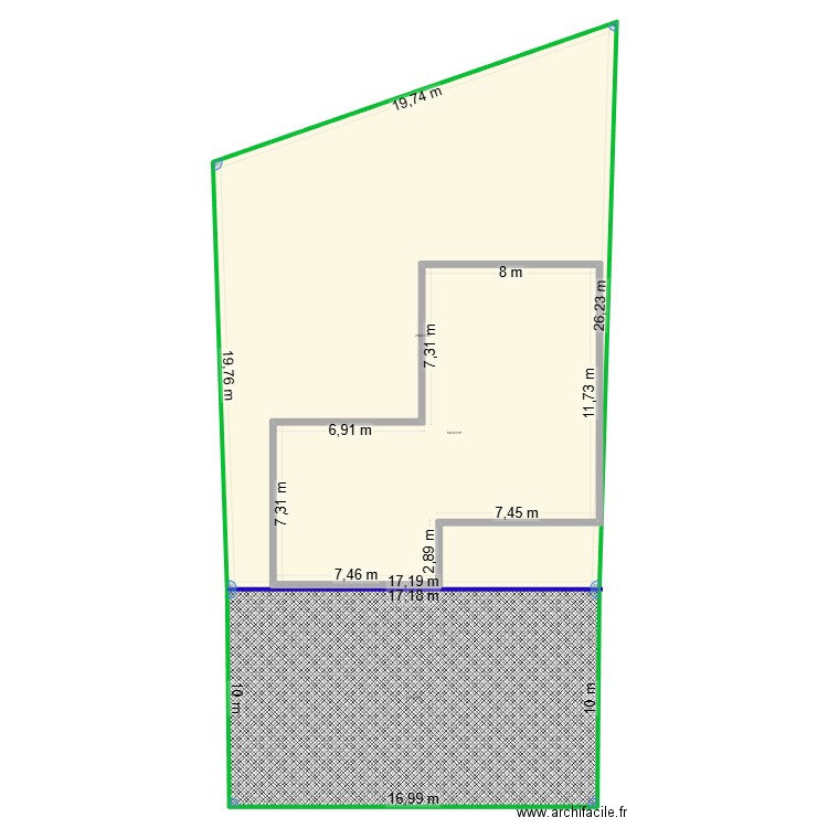 Terrain 04 599m2 + maison. Plan de 3 pièces et 728 m2