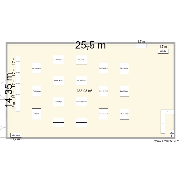 plan table mariage. Plan de 1 pièce et 366 m2