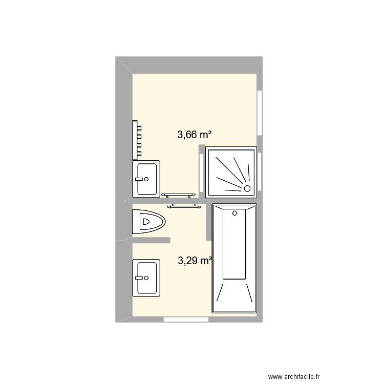 SALLES DE BAINS 2EME. Plan de 2 pièces et 7 m2
