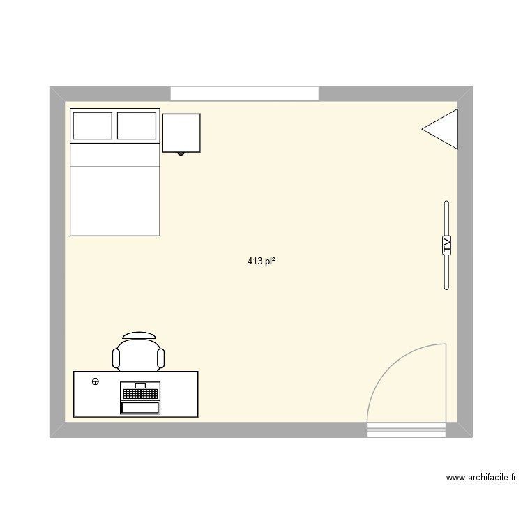 chambre plan 1. Plan de 1 pièce et 38 m2