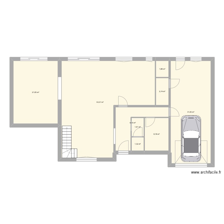 Cuisine. Plan de 9 pièces et 128 m2