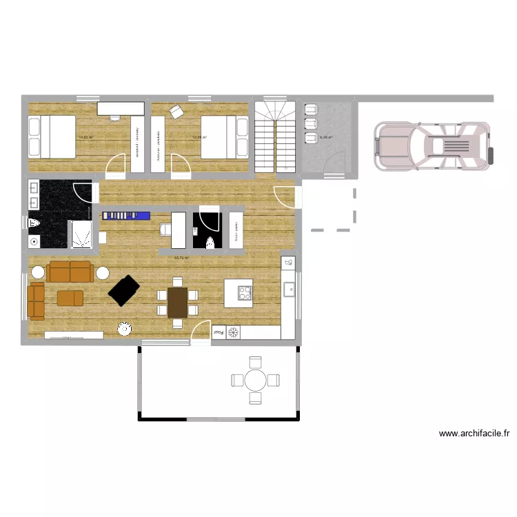 Bungalow 100 m2 - Hanglage - EG. Plan de 6 Pièces et 109 m²