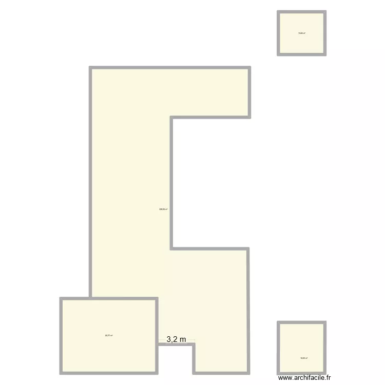 rozier. Plan de 4  et 313 m²