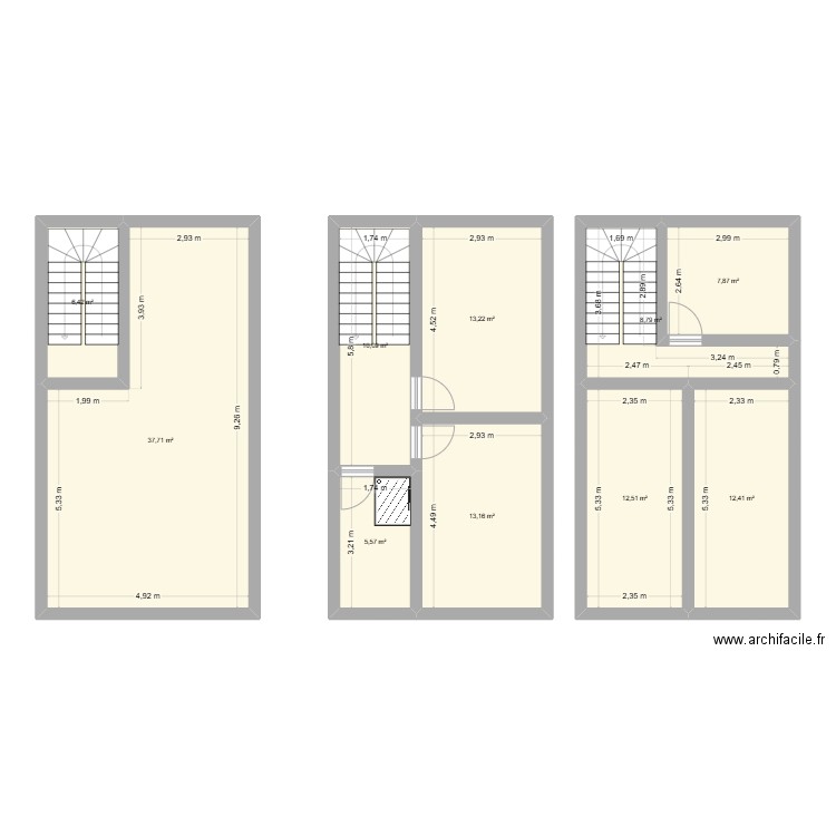 combles idées. Plan de 10 pièces et 128 m2