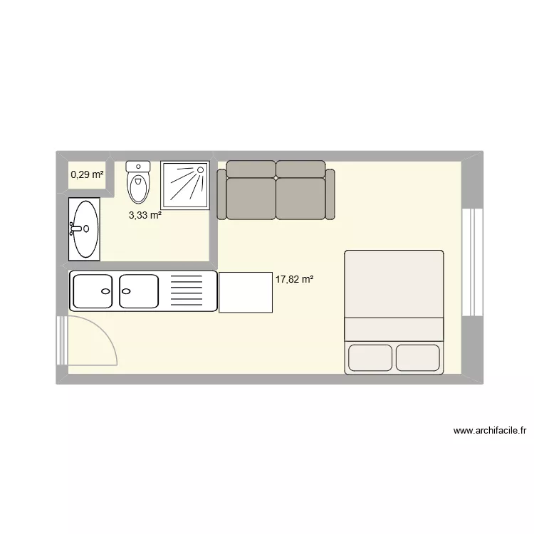 Studio - Square Joseph Hanse 3  1200 &mdash; Woluwe-Saint-Lambert. Plan de 3  et 21 m²