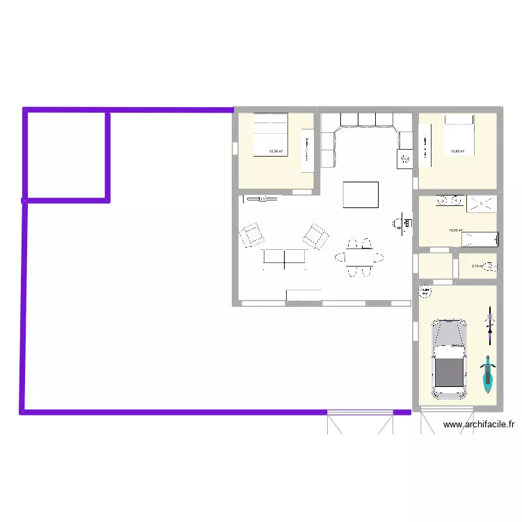 agrandissement garage maison. Plan de 