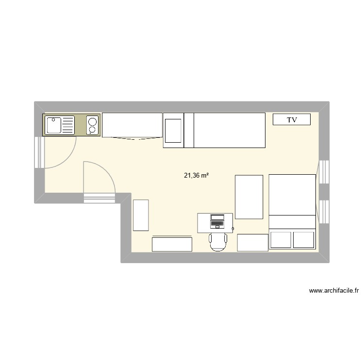 studio. Plan de 0 pièce et 0 m2