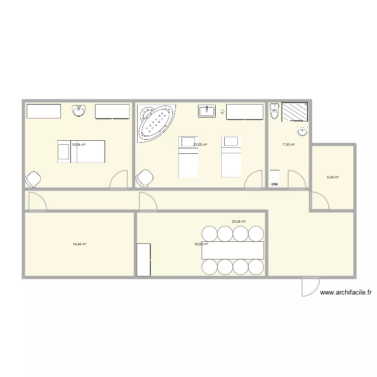 institut chanael. Plan de 7  et 109 m²