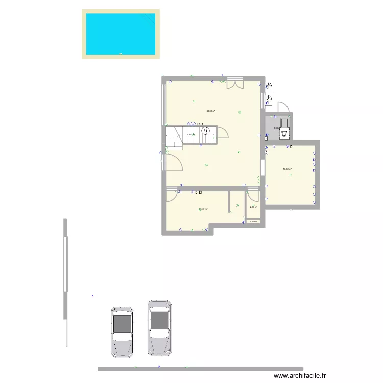 RDC VINK. Plan de 7  et 90 m²
