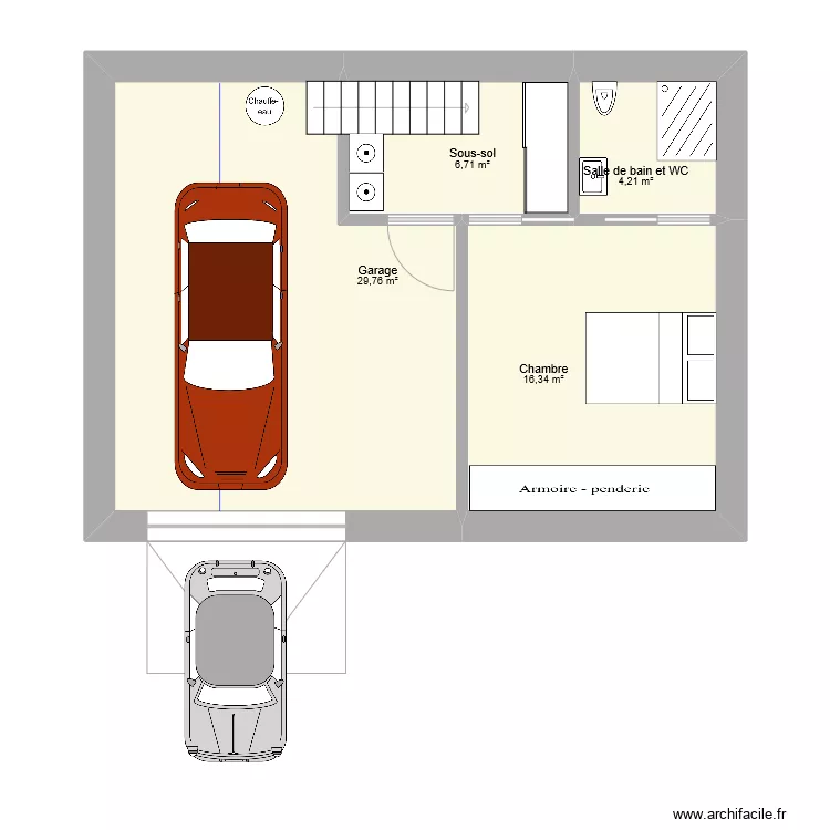 maison Poissy - extension gauche 2m. Plan de 