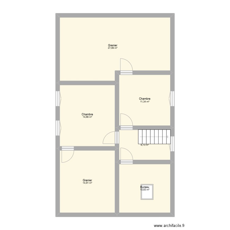 etage fontenoy. Plan de 6 pièces et 86 m2