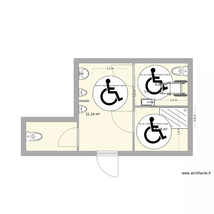 sanitaire salle de musculation. Plan de 3 Pièces et 19 m² sanitaire salle de musculation. Plan de 3 Pièces et 19 m²