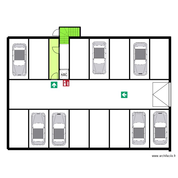 Sous-sol Garage F. Plan de 18 pièces et 187 m2