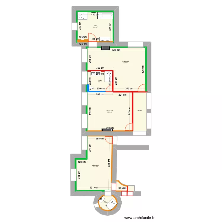 Berthod - Projet 2 chambre d'h&ocirc;te. Plan de 