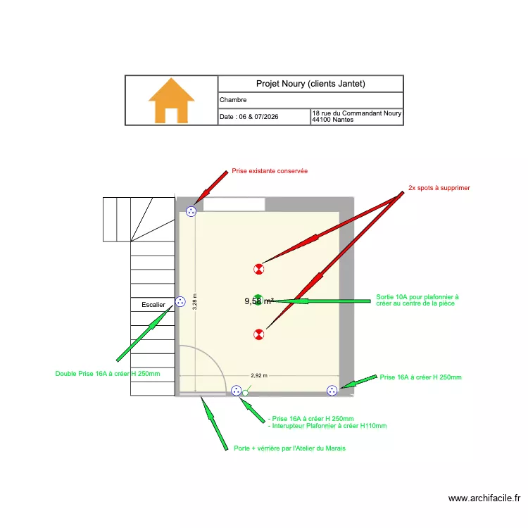Noury. Plan de 1  et 10 m²