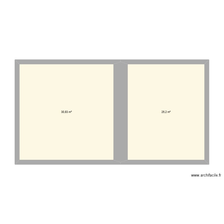 etage. Plan de 2 pièces et 56 m2