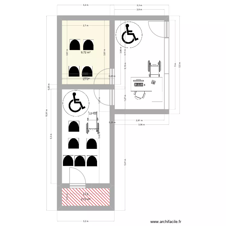 Auto &eacute;cole Jean Bouin. Plan de 2 pièces et 12 m²