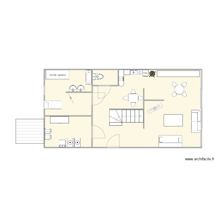 plan af maison. Plan de 4 pièces et 48 m2