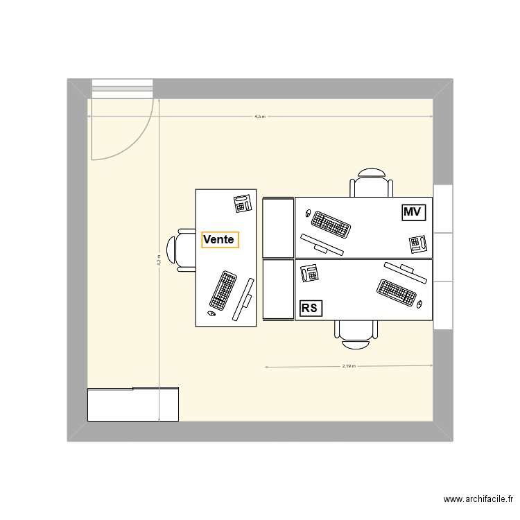 Bureau haut 031225_Variante2. Plan de 1 pièce et 19 m2