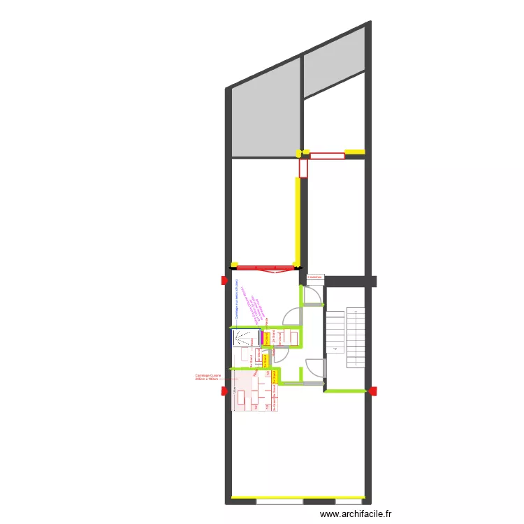 BAUCQ 77 2e &eacute;tage SOLS - Carrelages -. Plan de 8  et 62 m²