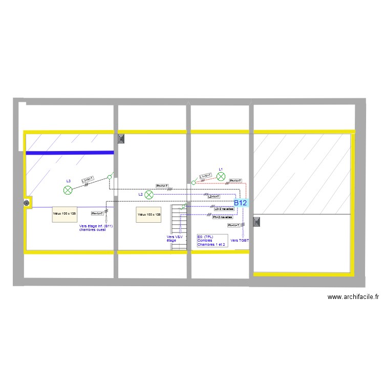Combles_Electricité_Eclairage_E5. Plan de 0 pièce et 0 m2