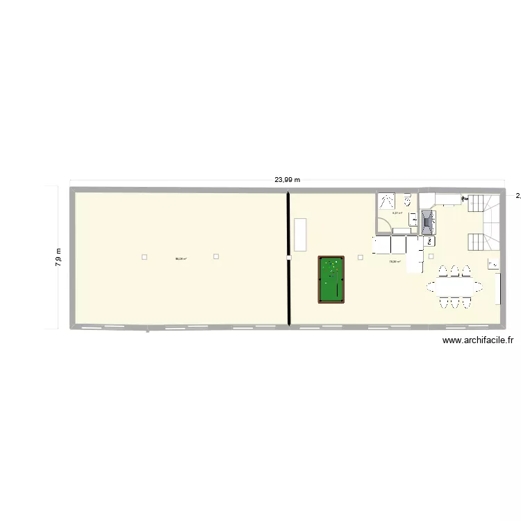 Moulin Accueil RDC Salle de jeu. Plan de 14  et 343 m²