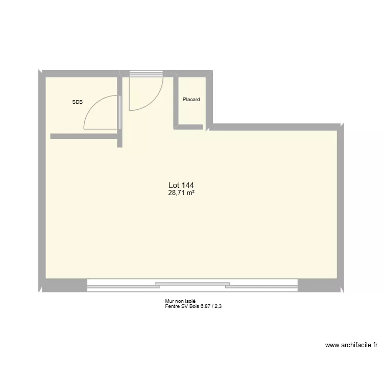 Lot 144 Stains. Plan de 1  et 29 m²