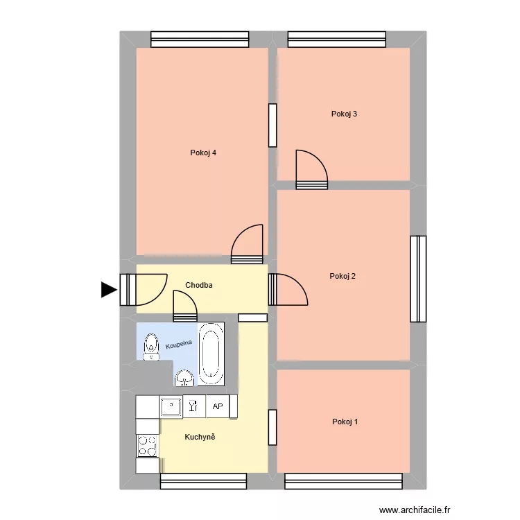 Slovensk&aacute; 2912, byt 1. Plan de 13 pièces et 192 m²