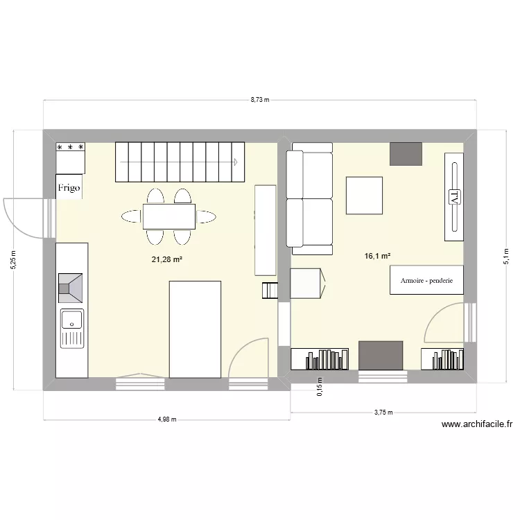 maison après travaux. Plan de 2 et 37 m² maison après travaux. Plan de 2 et 37 m²