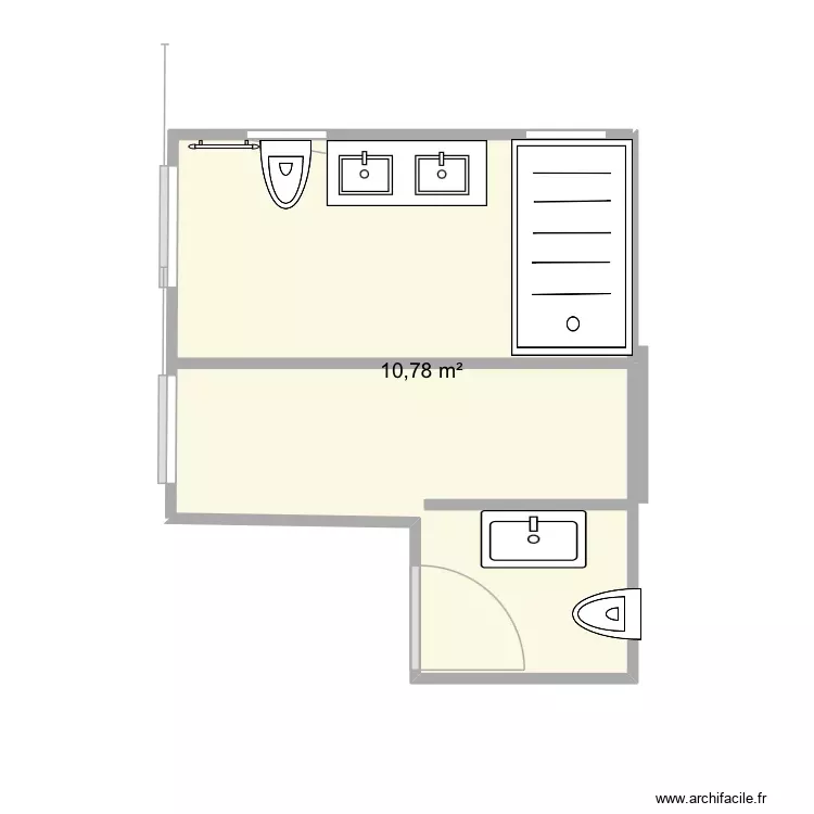 Salle d&rsquo;eau2. Plan de 1 Pièce et 11 m²