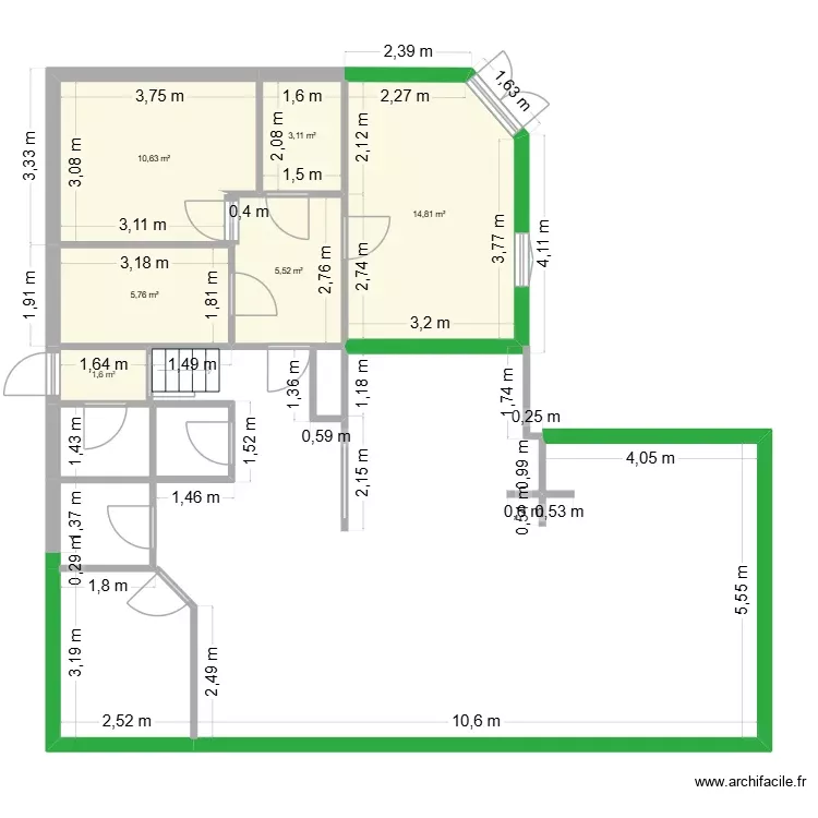 Niveau 1. Plan de 6 Pièces et 41 m² Niveau 1. Plan de 6 Pièces et 41 m²