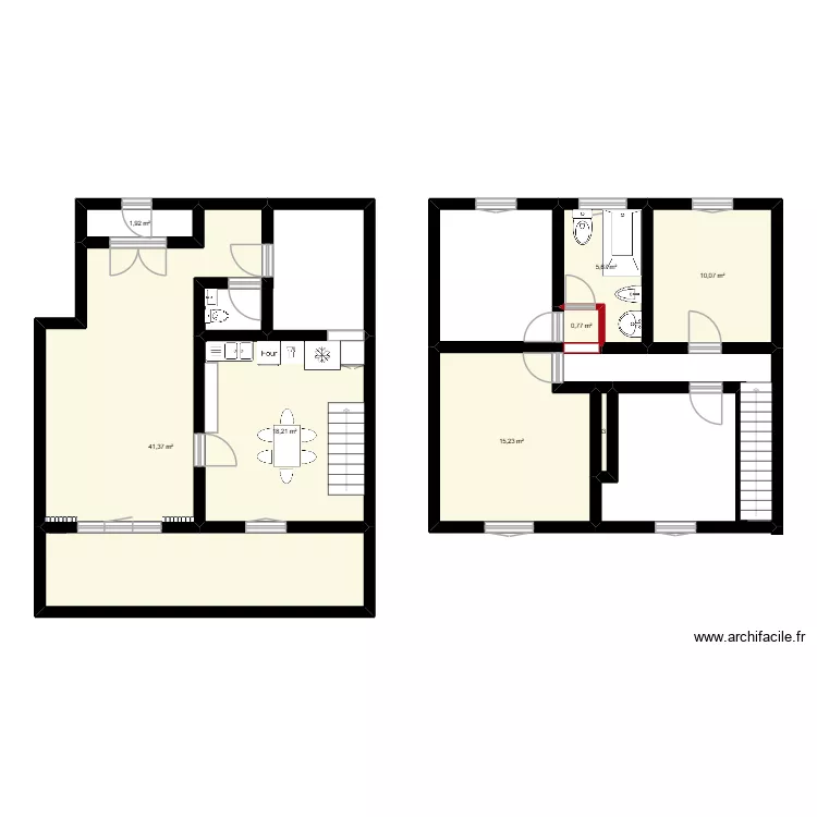 maison. Plan de 8  et 94 m²