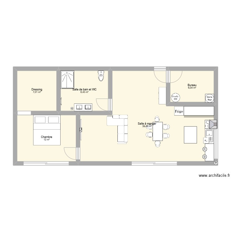 edgar   grfh. Plan de 5 pièces et 73 m2