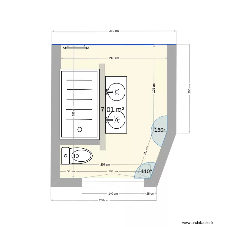 salle de bains. Plan de 