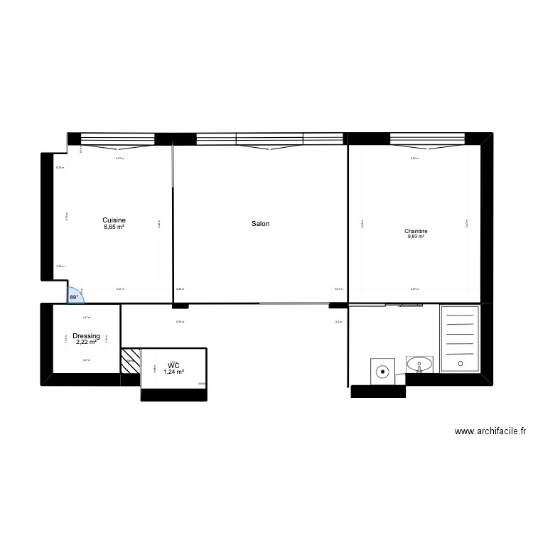 Antony V3. Plan de 6 pièces et 35 m2