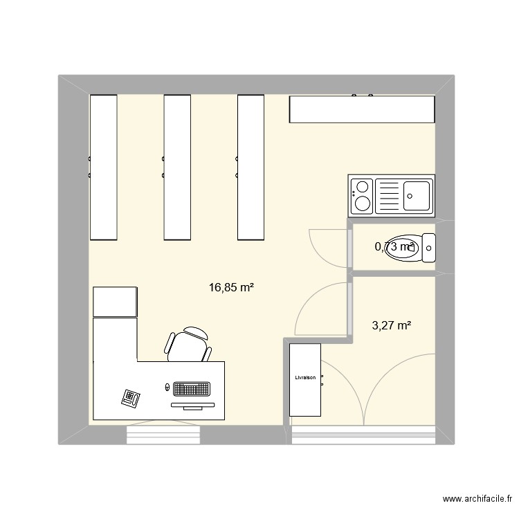 STGERMAIN_STOCK1. Plan de 3 pièces et 21 m2
