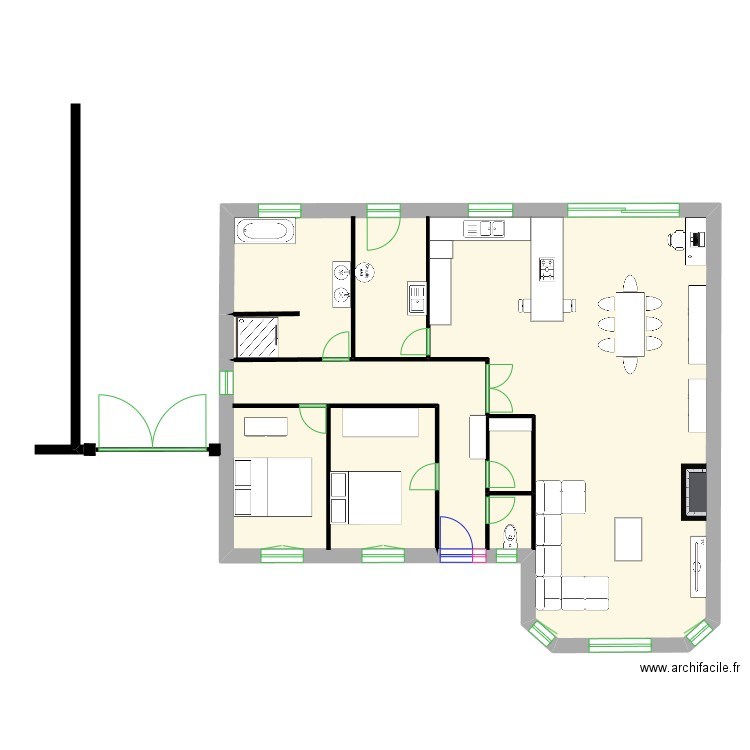 Maison actuelle. Plan de 2 pièces et 131 m2