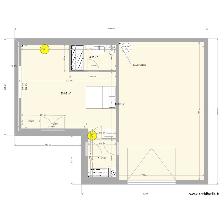 plan avec cote PORTES ET CLOISON COTES. Plan de 0 pièce et 0 m2
